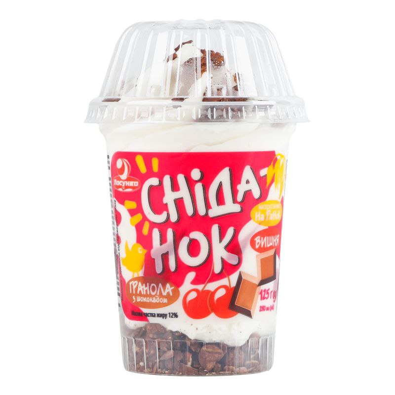 Морозиво  Ласунка Сніданок Вишня з гранолою та шоколадом 125г